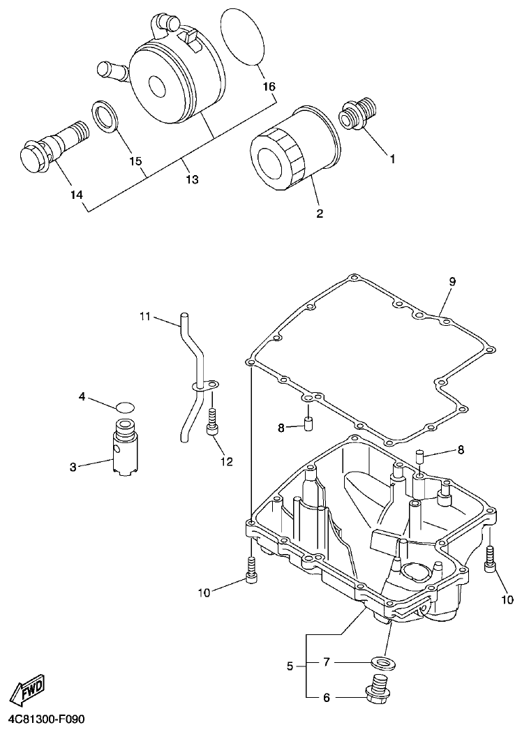 Yamaha R1 2008 OIL CLEANER parts diagram